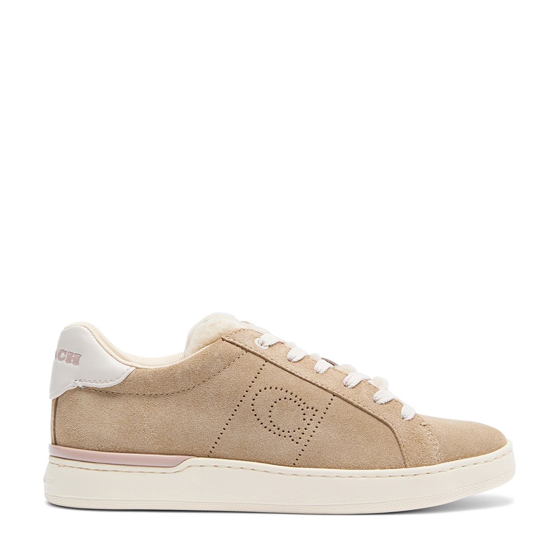 Beige Lowline Suede Shearling Trainers main product photo