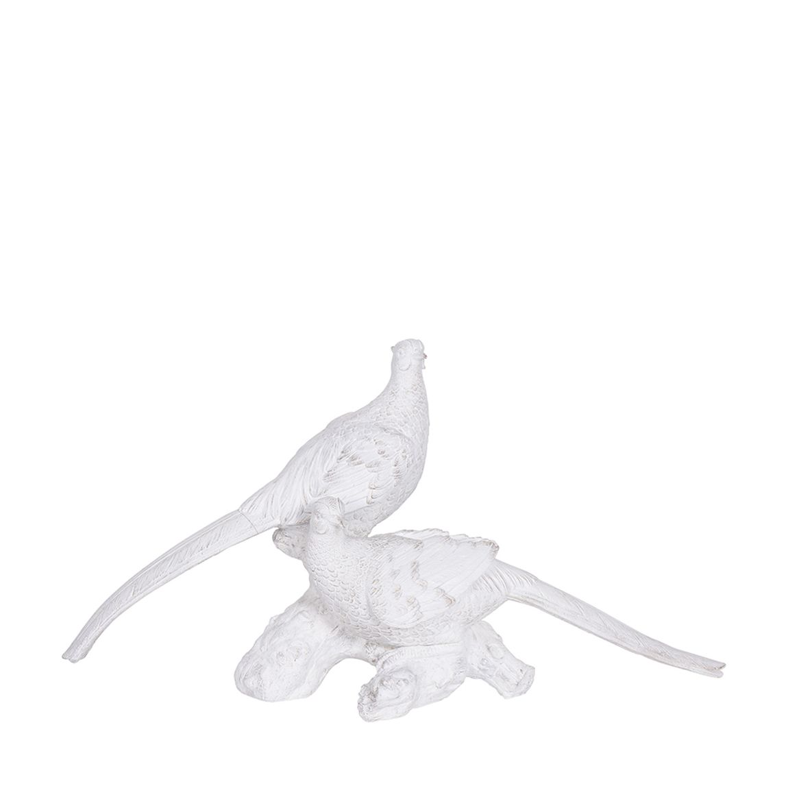 Laura Ashley Distressed Pheasant Pair Sculpture, White main product photo
