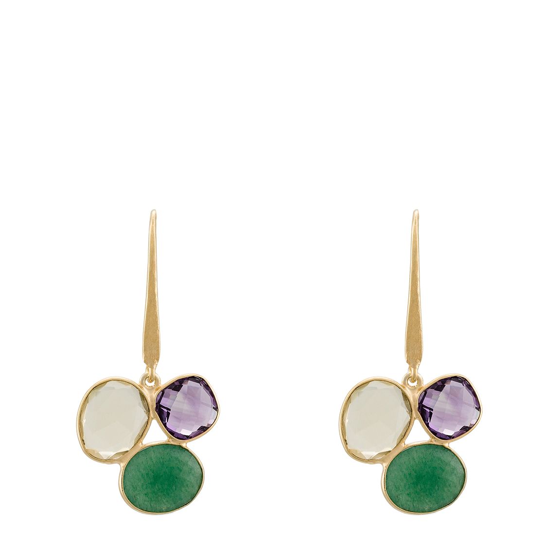 Amethyst and Green "Nastasia" Aventurine Earrings main product photo