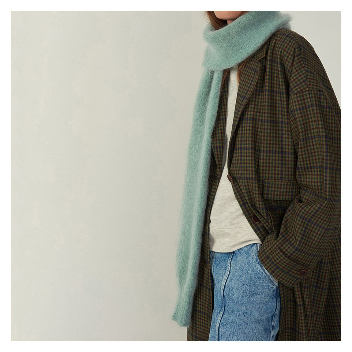Blue Wool Blend Ribbed Scarf main product photo