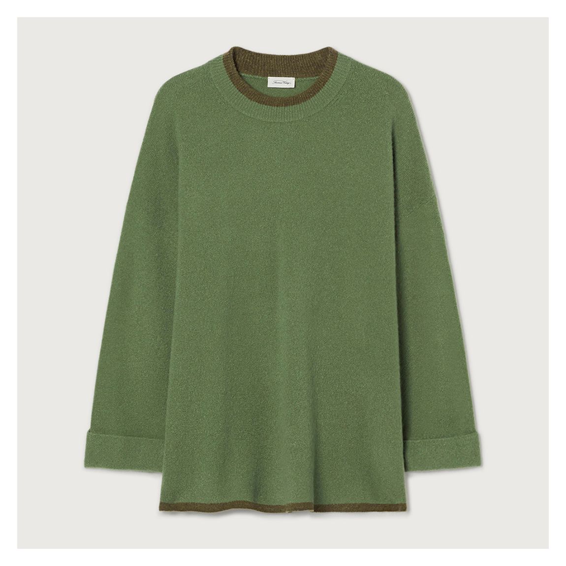 Green Wool Blend Crew Neck Oversized Jumper main product photo