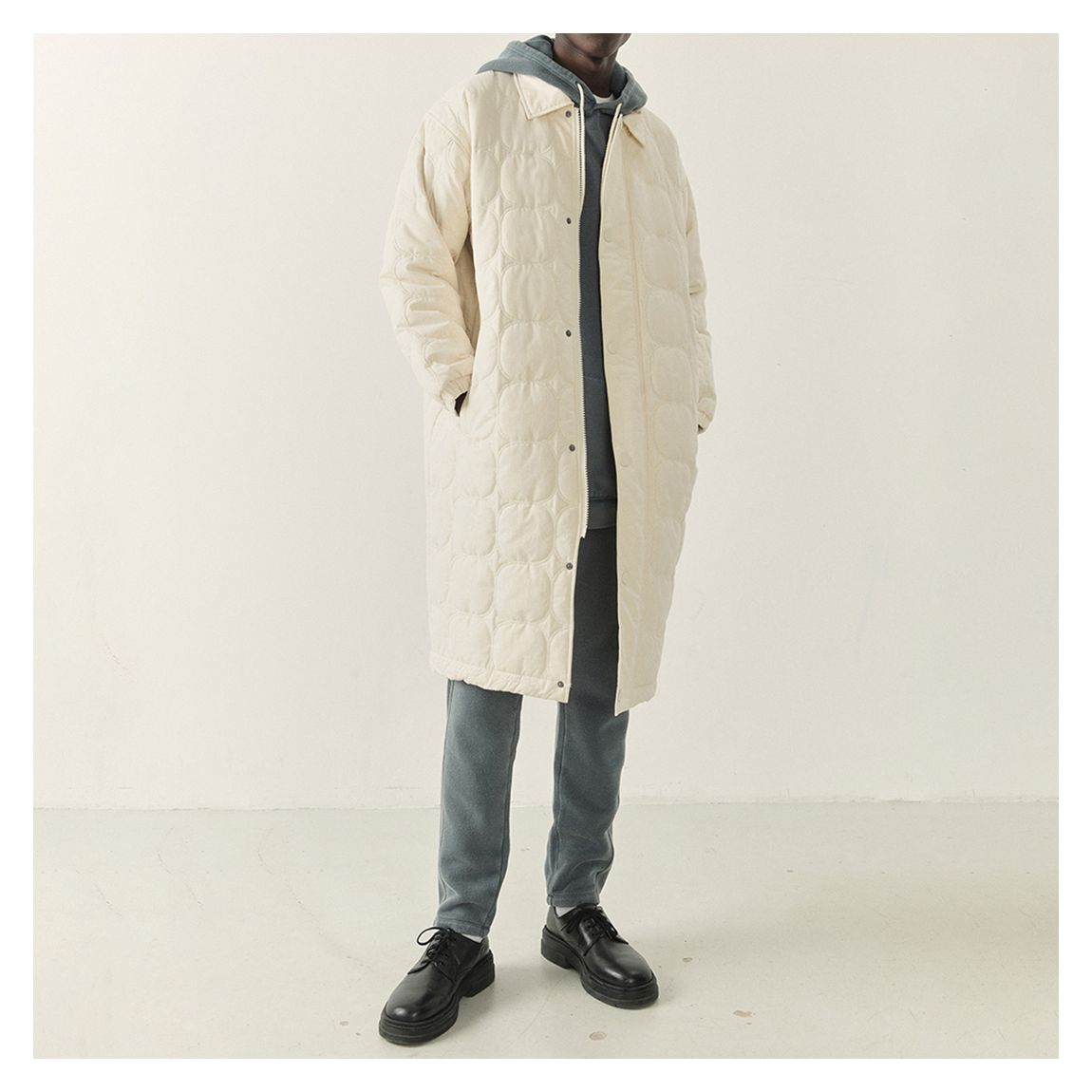White Longline Cotton Coat main product photo