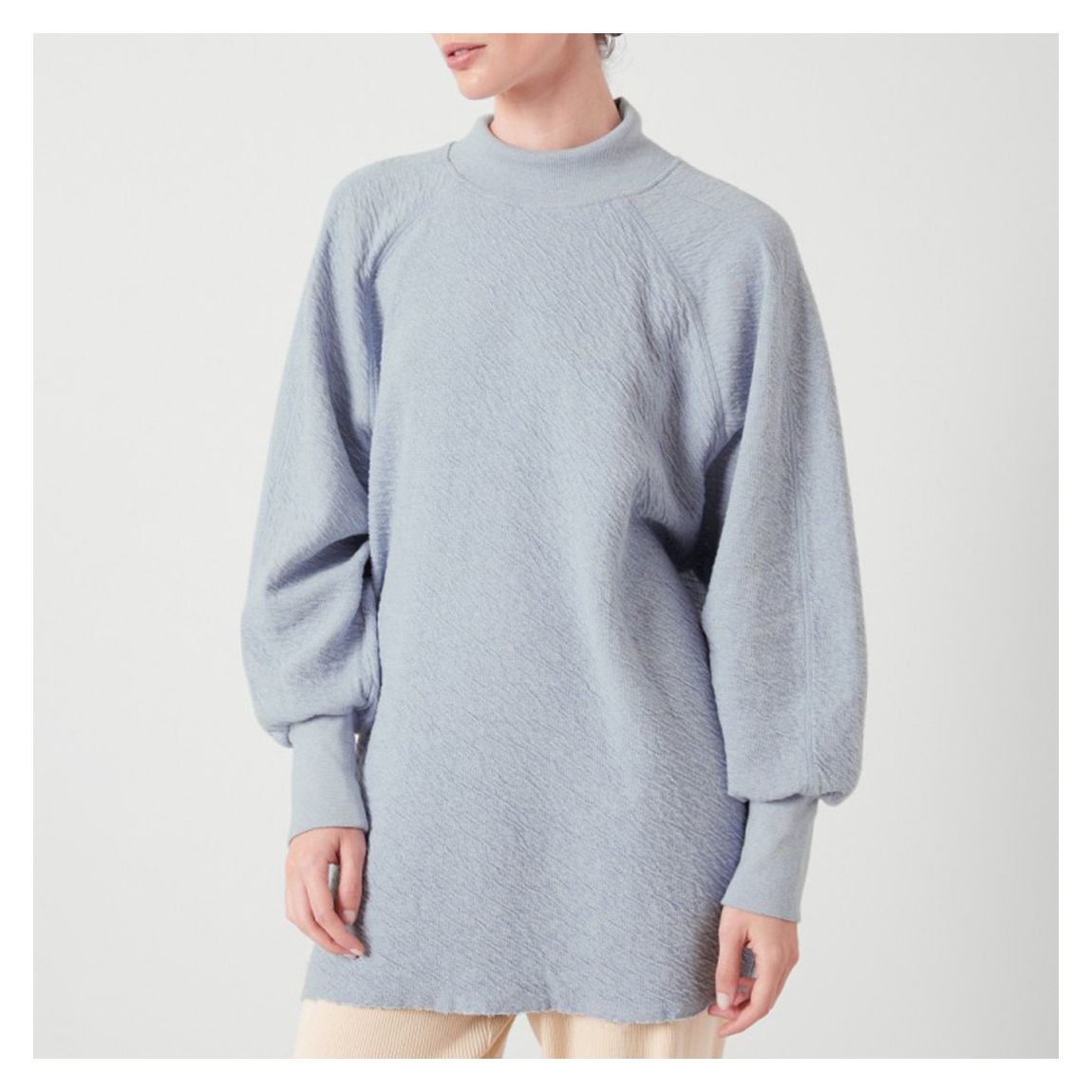 Light Blue Mock Neck Sweatshirt main product photo