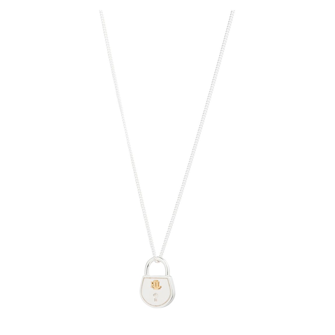 Silver Two-Tone Padlock Pendant main product photo