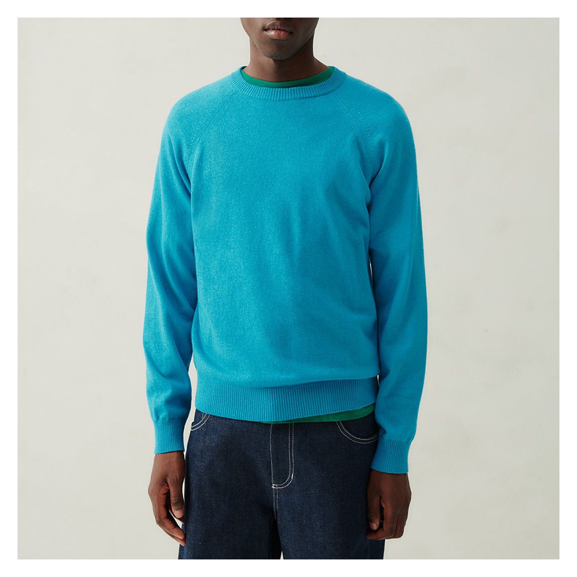 Cyan Wool Blend Crew Neck Jumper main product photo