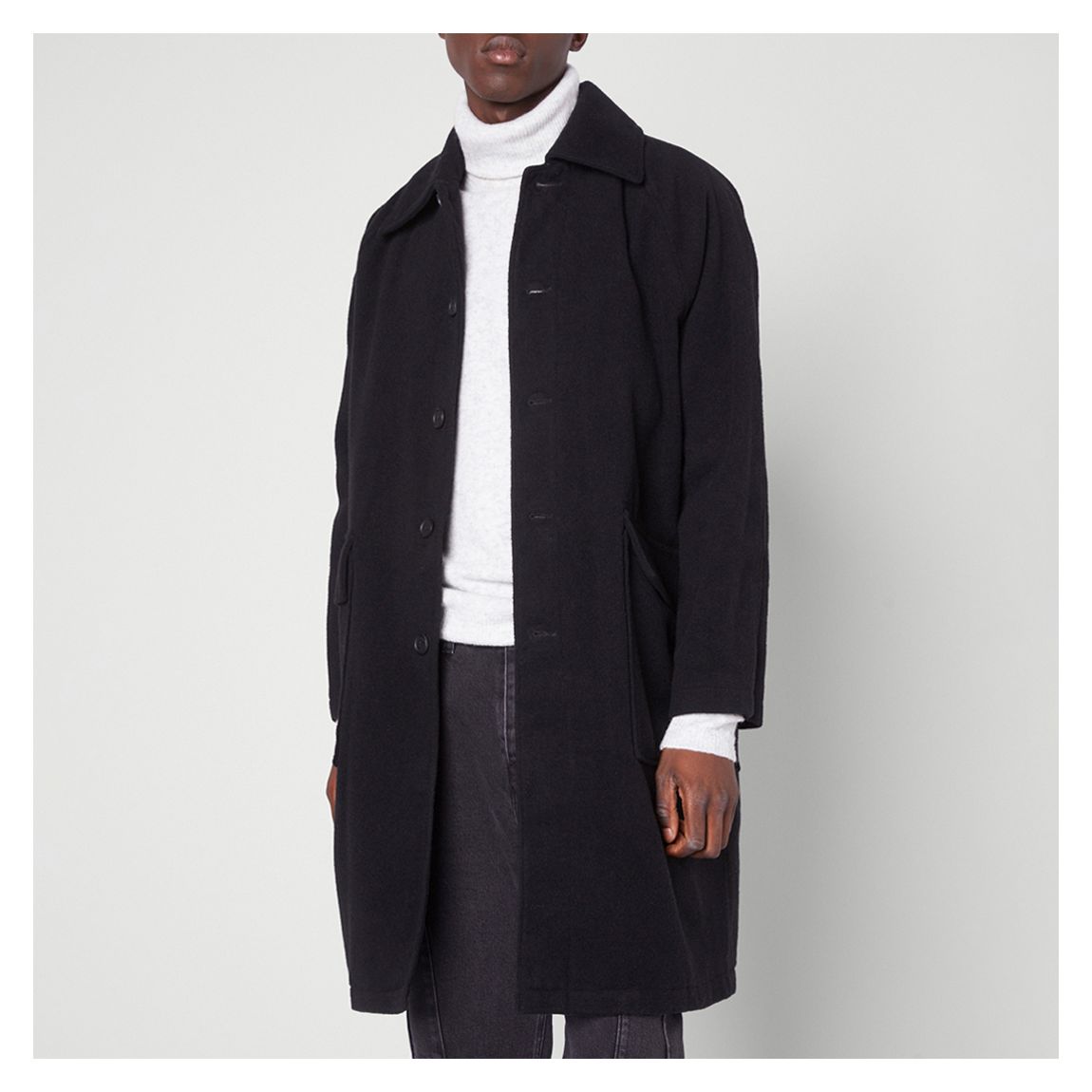 Black Wool Blend Longline Coat main product photo