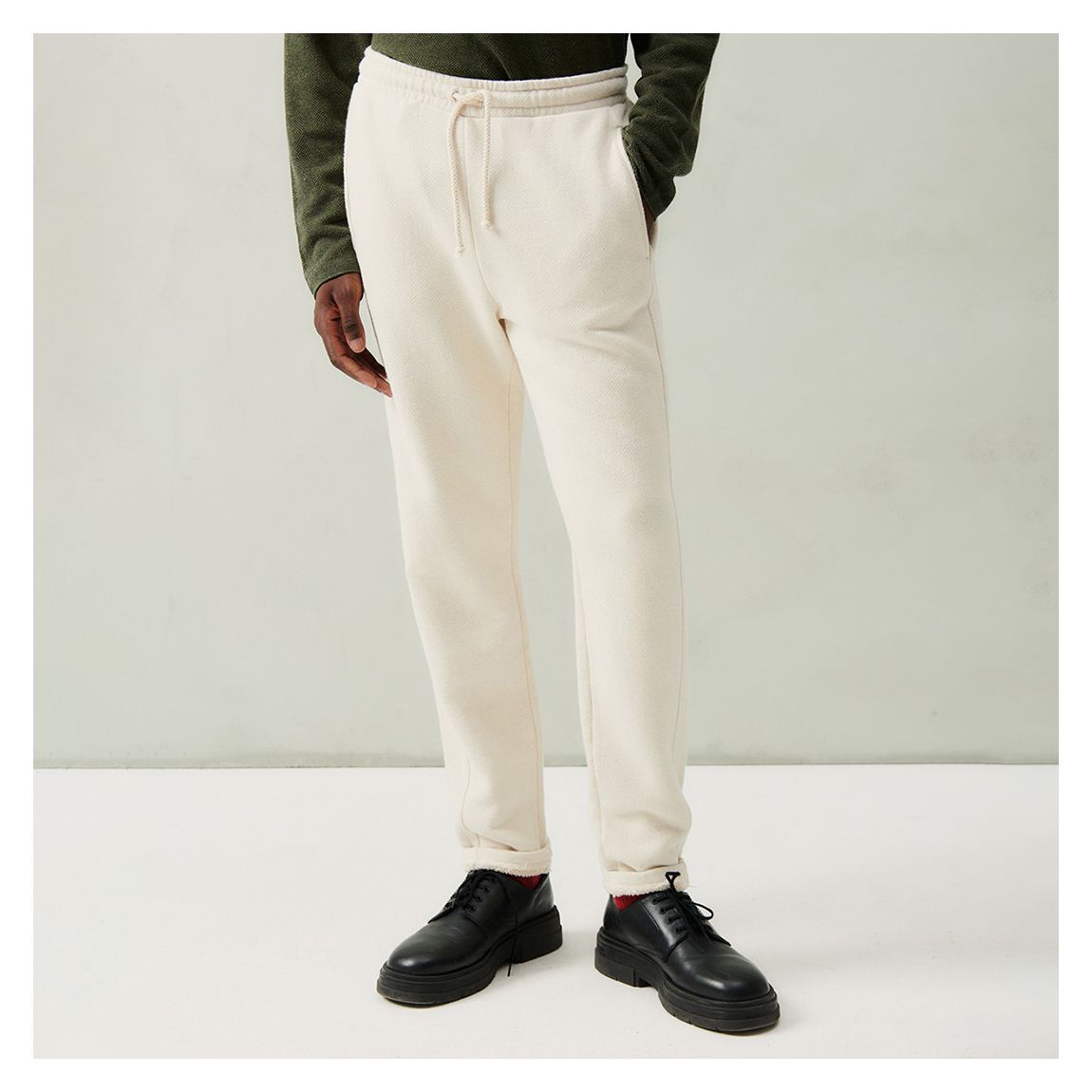 Cream Slim Fit Cotton Joggers main product photo