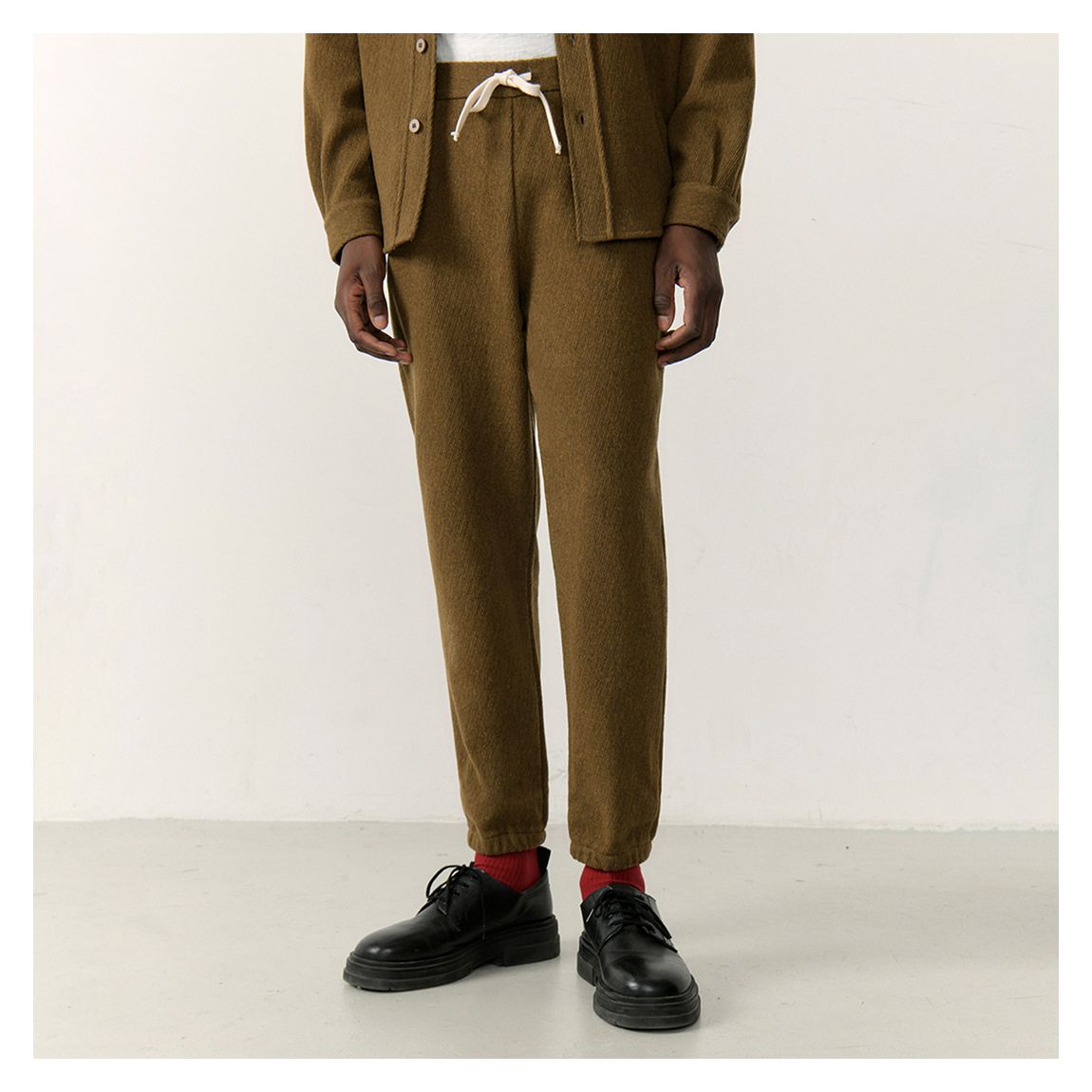 Khaki Wool Blend Joggers main product photo