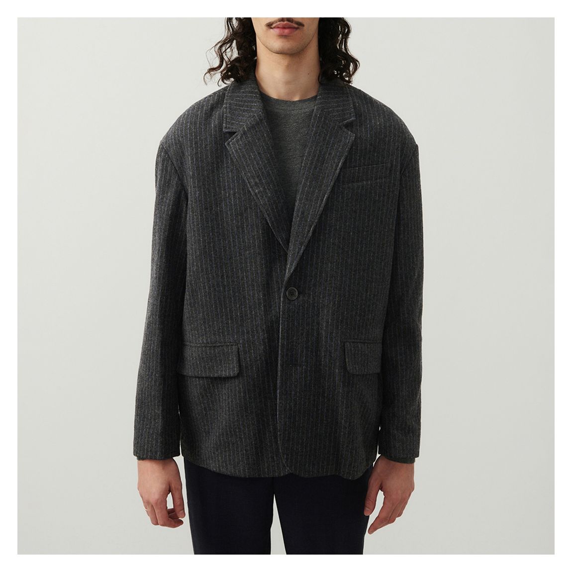 Charcoal Wool Blend Striped Blazer main product photo