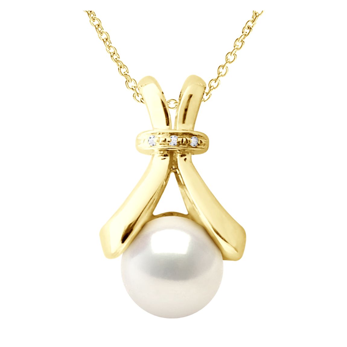 Yellow Gold Freshwater Pearl Diamond Necklace main product photo