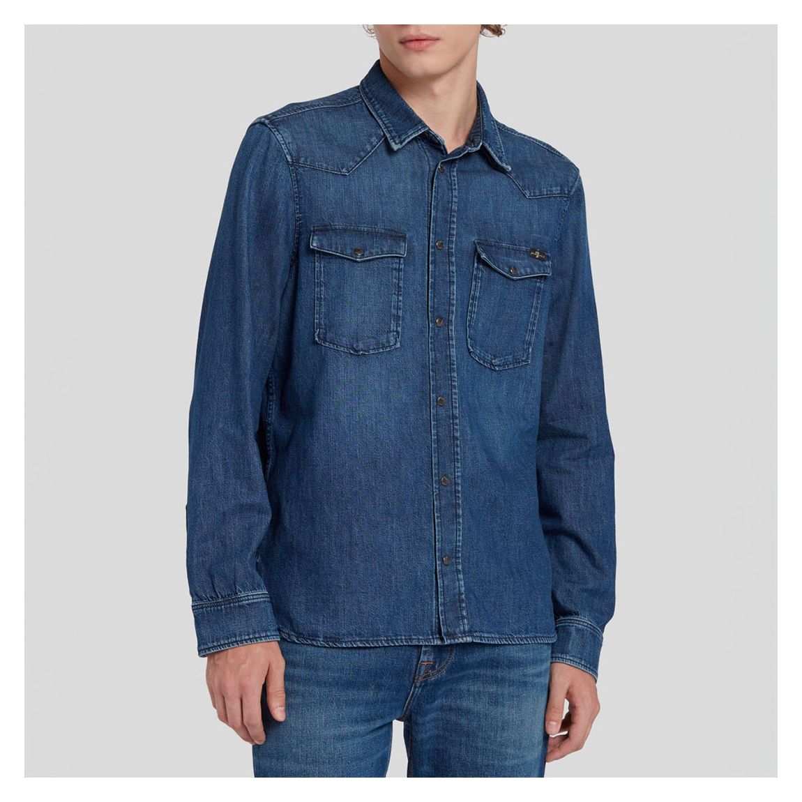 Blue Western Denim Shirt main product photo