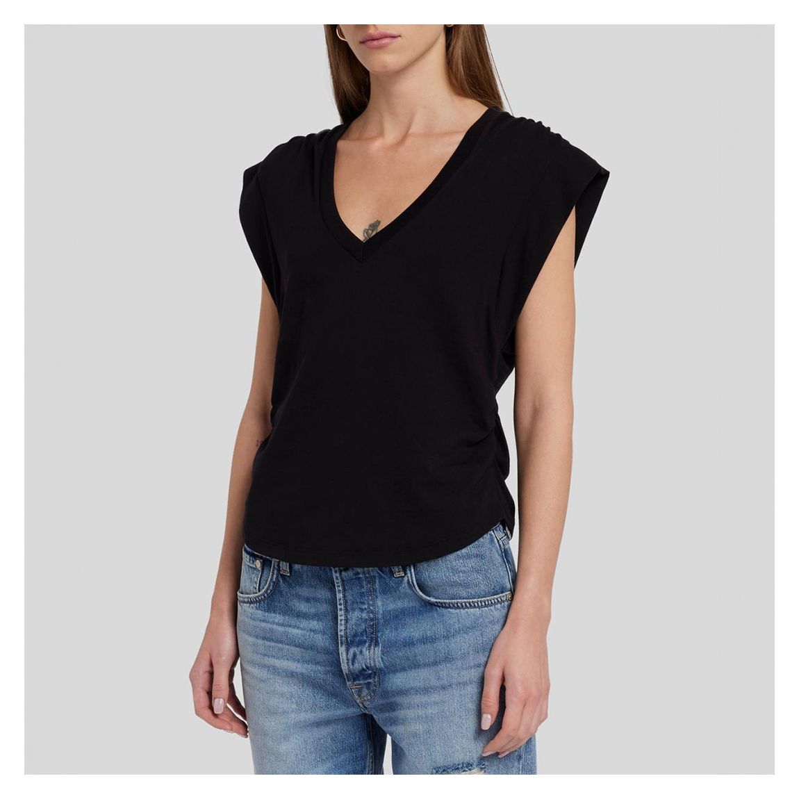 Black Pleated Sleeveless Top main product photo