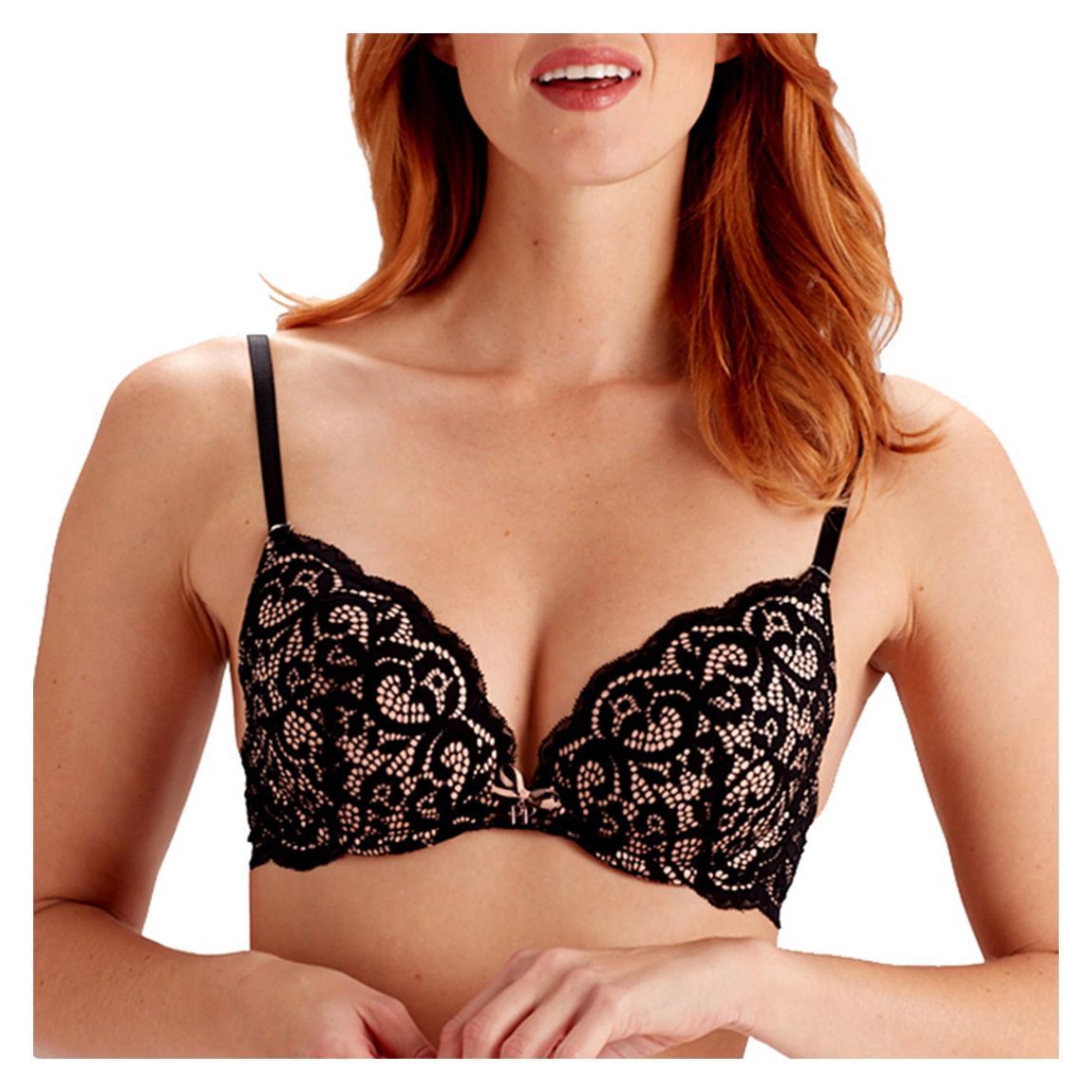 Black Padded Plunge Bra main product photo