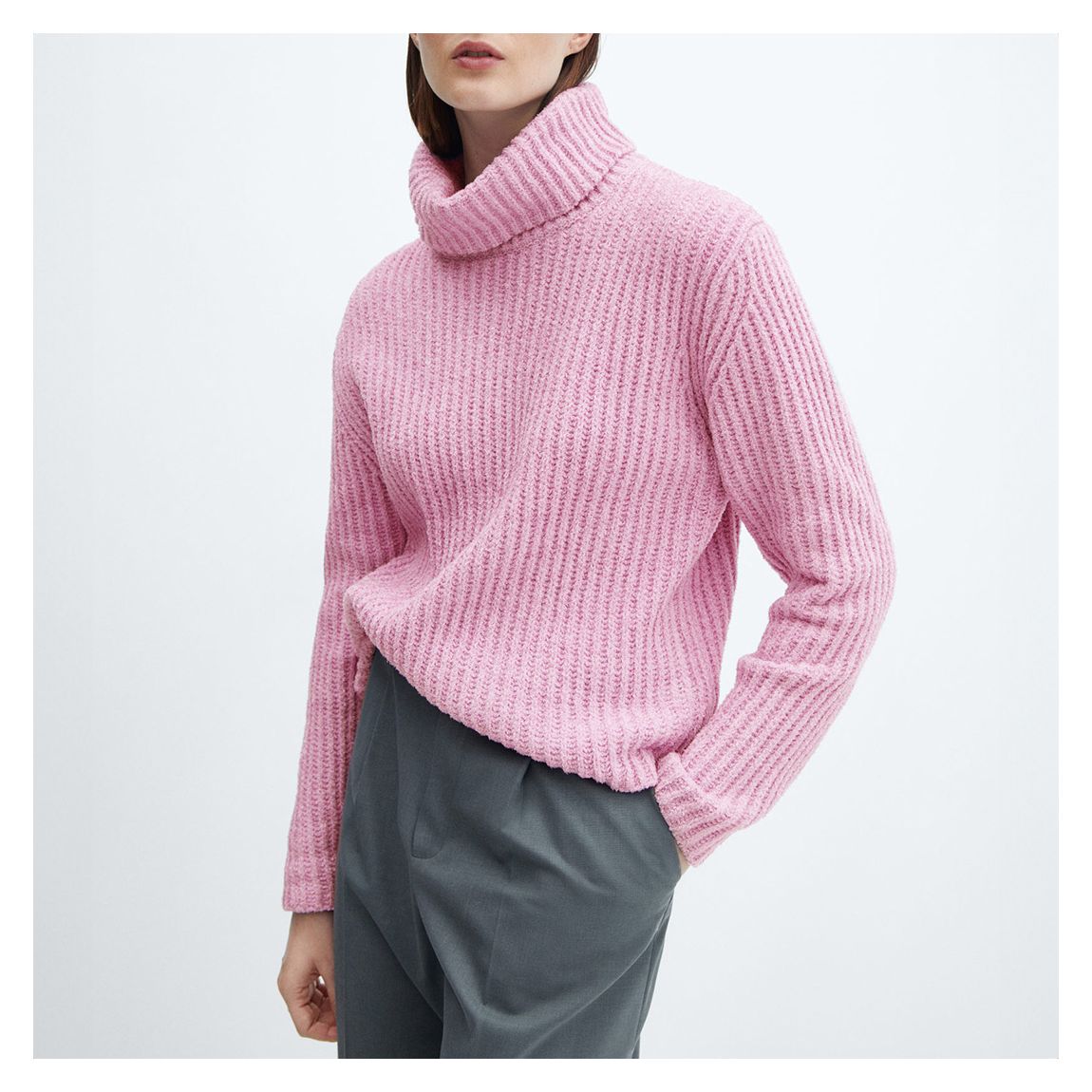 Powder Pink Chunky Turtleneck Jumper main product photo