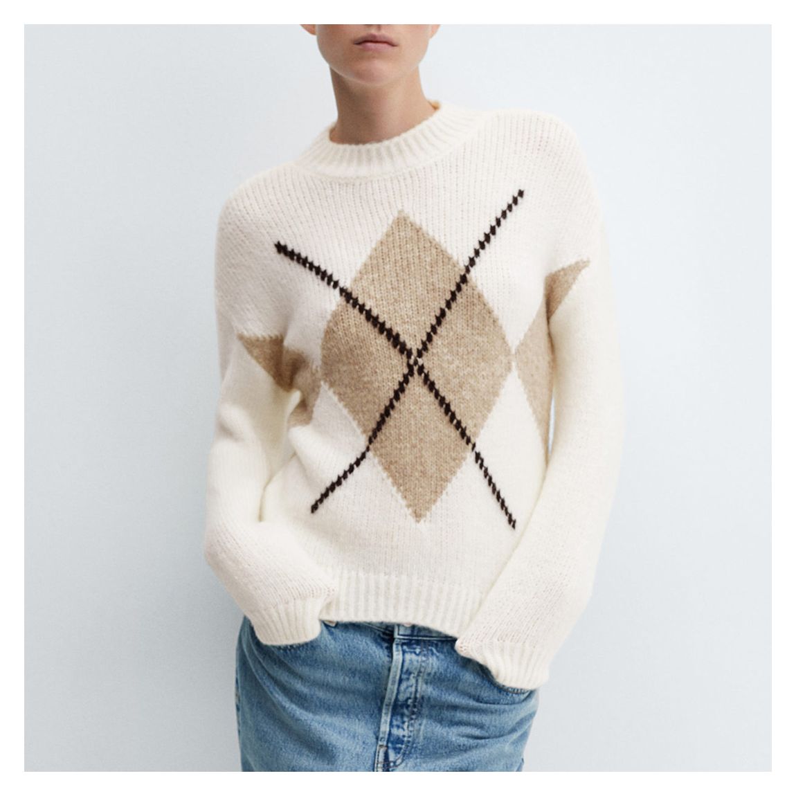 Cream Argyll Print Jumper main product photo