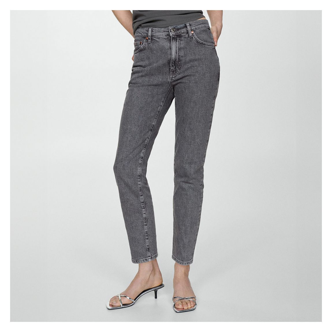 Dark Grey Slim Fit High Rise Jeans main product photo