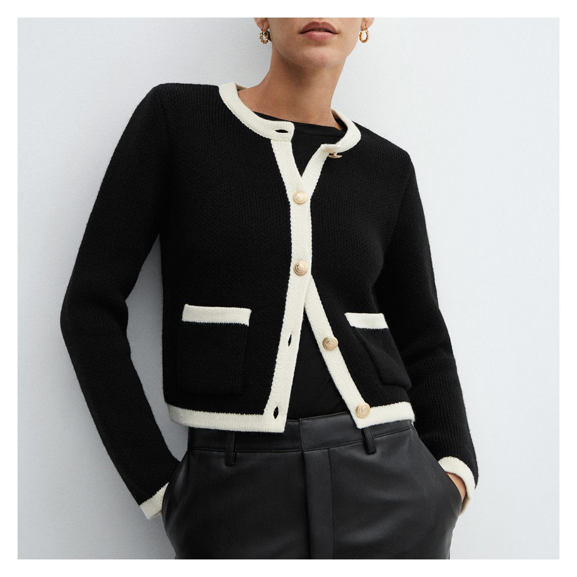 Black Contrast Trim Jacket main product photo