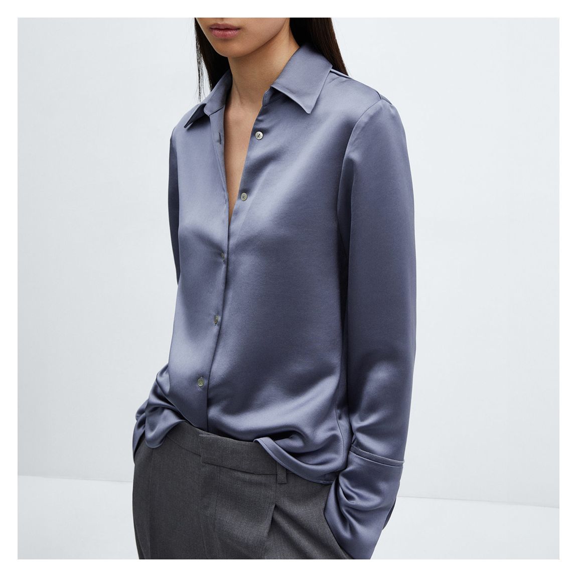 Dusty Blue Satin Blouse main product photo