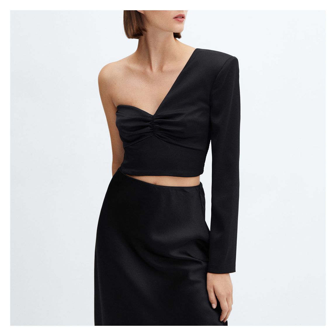 Black Asymmetrical Sweetheart Blouse main product photo