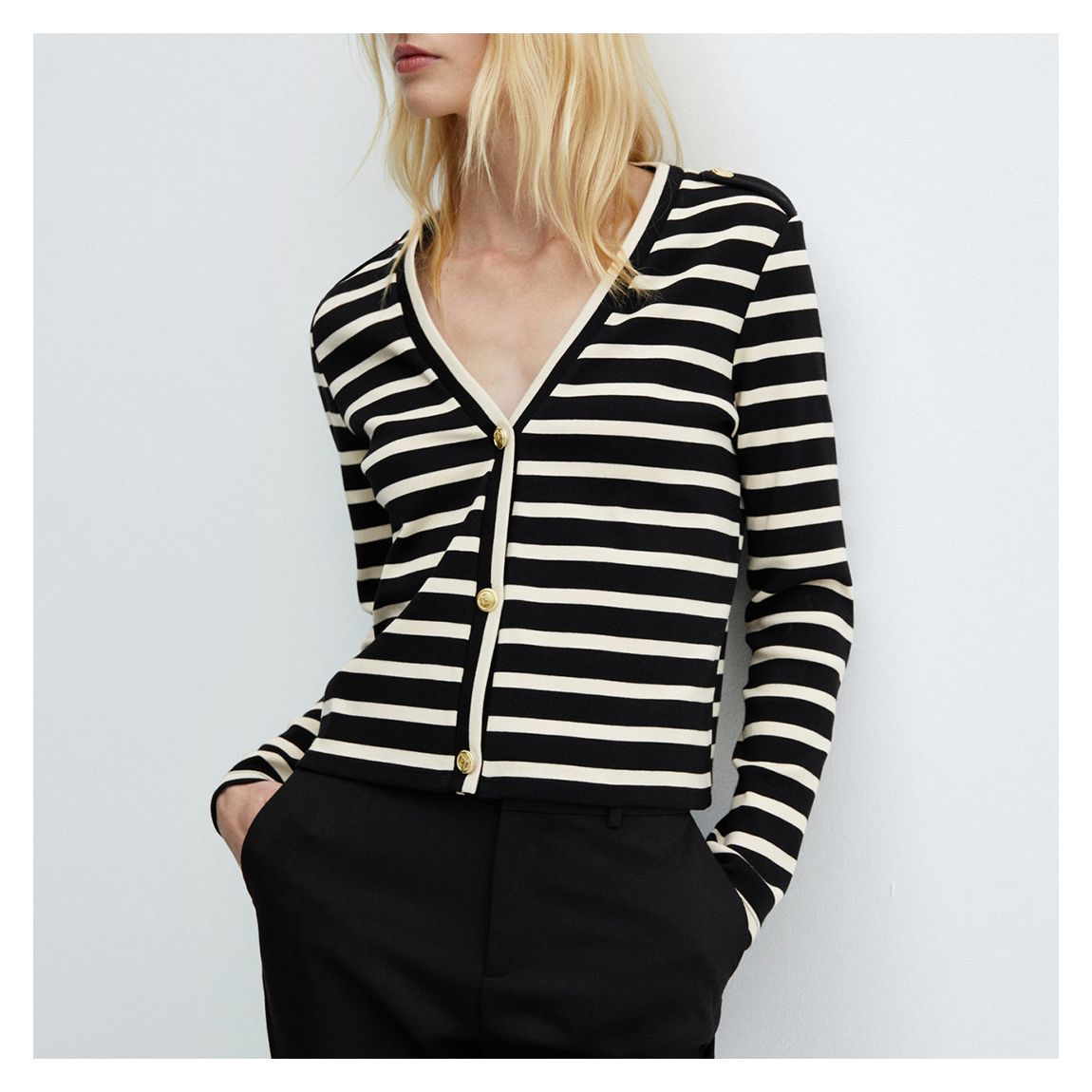Black Stripe Pocket Cardigan main product photo