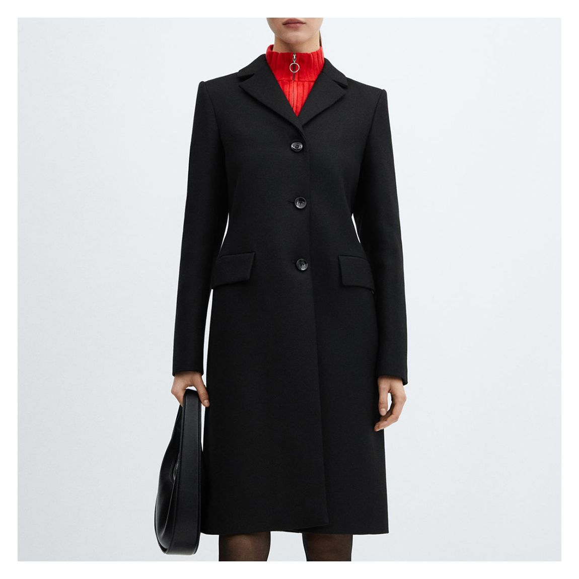 Black Structured Longline Coat main product photo