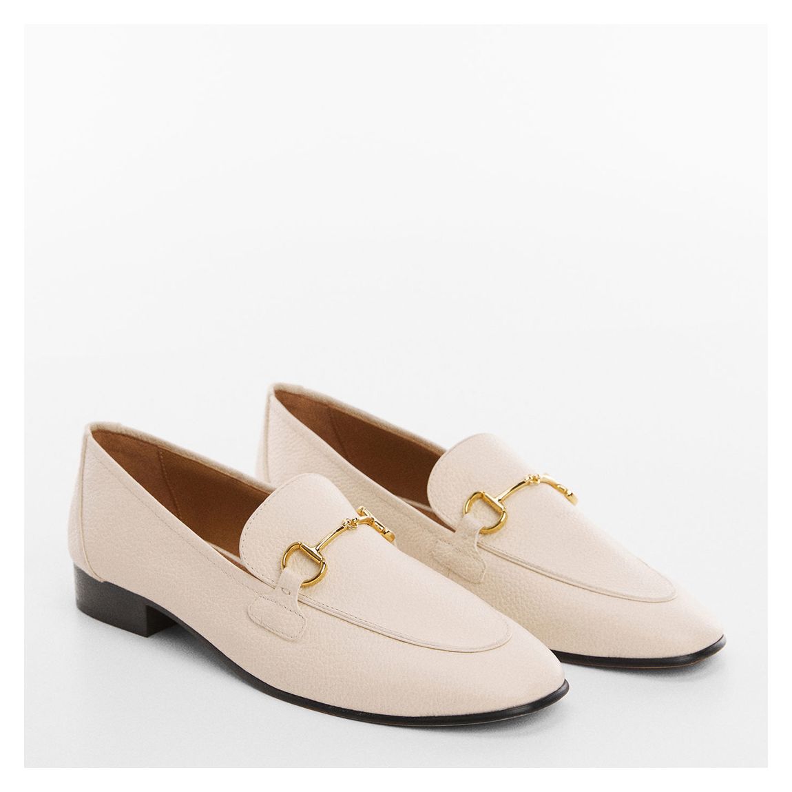 Cream Leather Horsebit Loafers main product photo