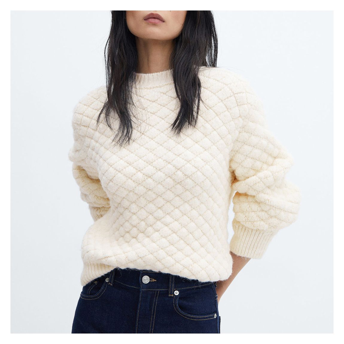 Cream Oversized Knit Sweater main product photo
