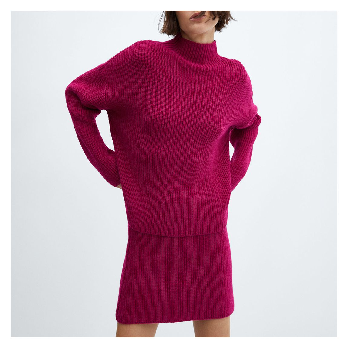 Raspberry Relaxed Turtleneck Jumper main product photo