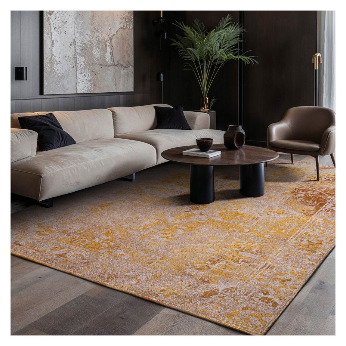 Heris - Golden Wall 240x340cm Rug, Gold main product photo