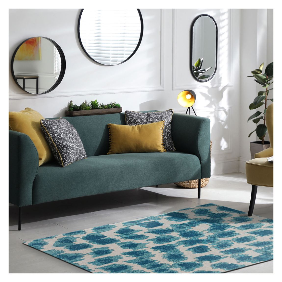 Ikat - Summer blue 200x280cm Rug, Blue main product photo
