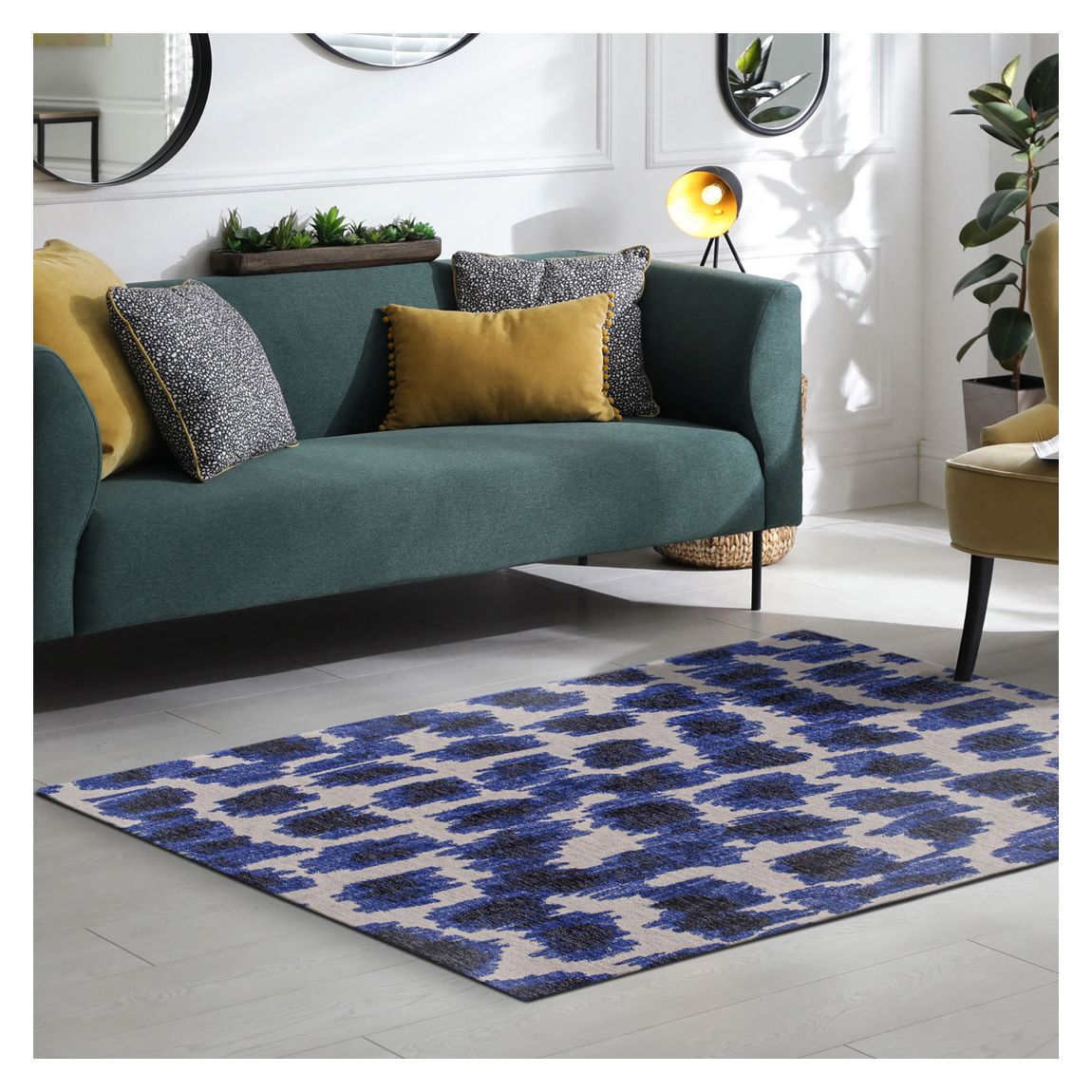 Ikat - Ultramarine 140x200cm Rug, Blue main product photo
