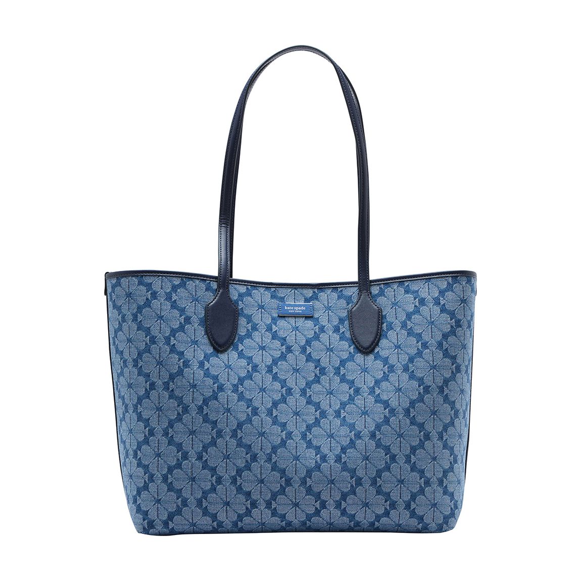 Parisian Navy Multi Spade Flower Jacquard Denim Bleecker Large Tote main product photo