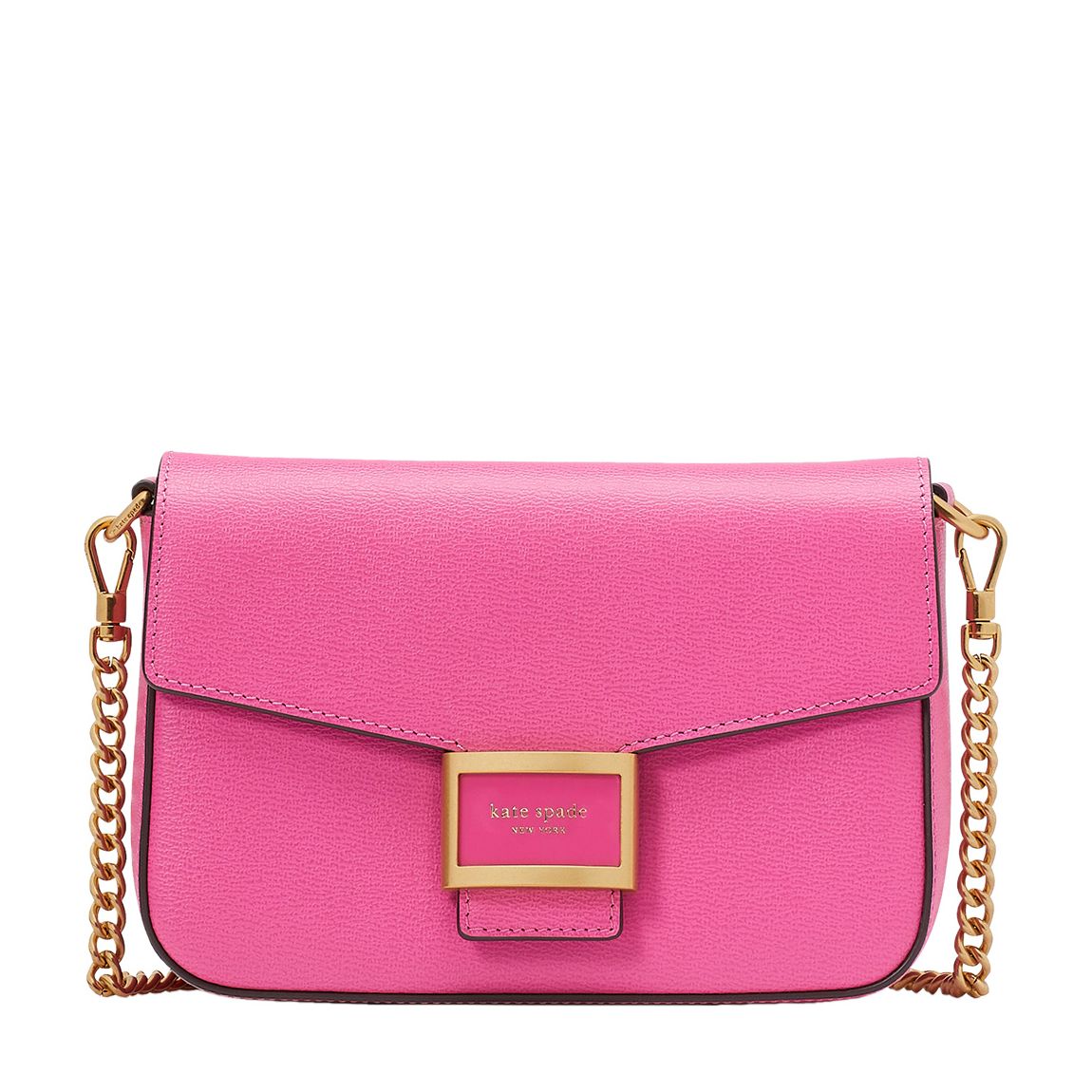 Energy Pink Katy Textured Leather Flap Chain Crossbody main product photo