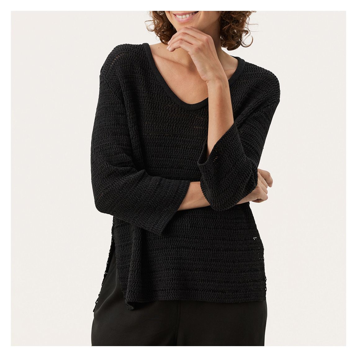 Black Judith Linen Blend Top main product photo