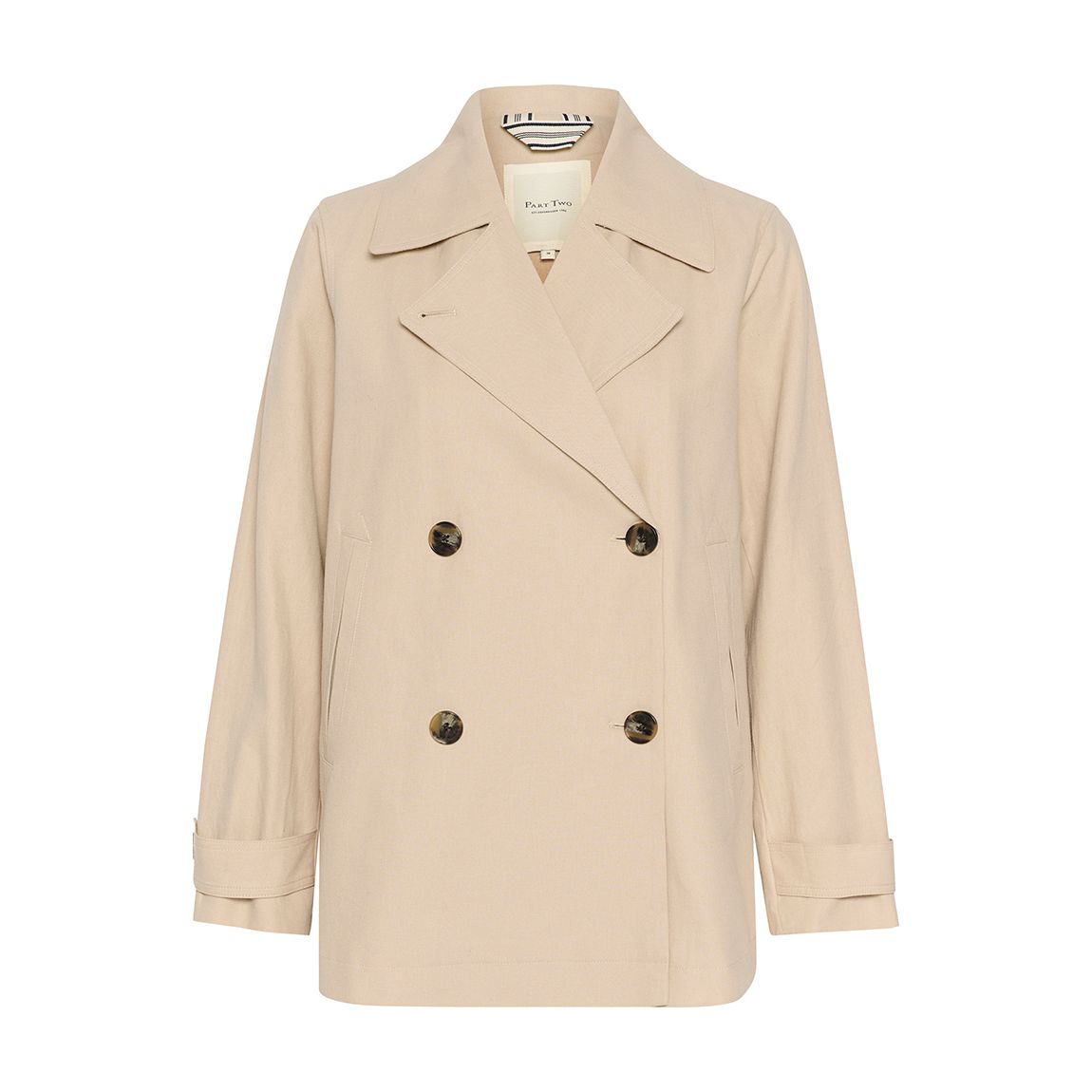 Beige Linen Blend Trench Coat main product photo