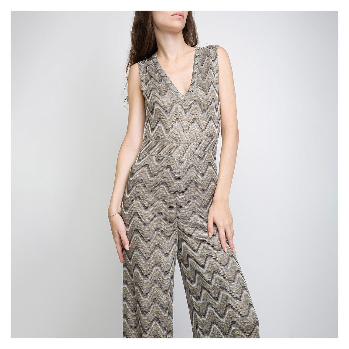 Gold Zig Zag Sleeveless Jumpsuit main product photo