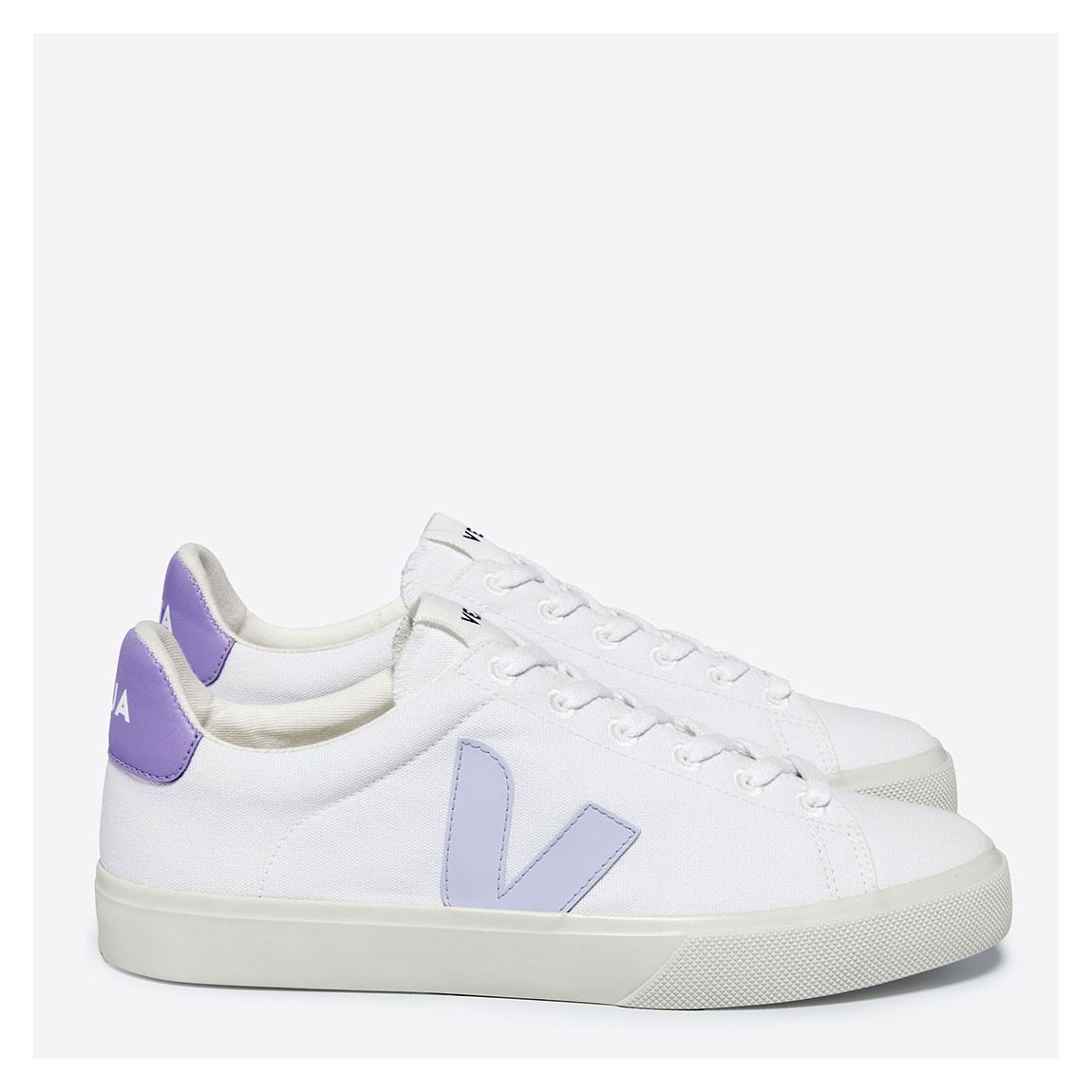 Women's White/Purple Canvas Campo Trainer main product photo