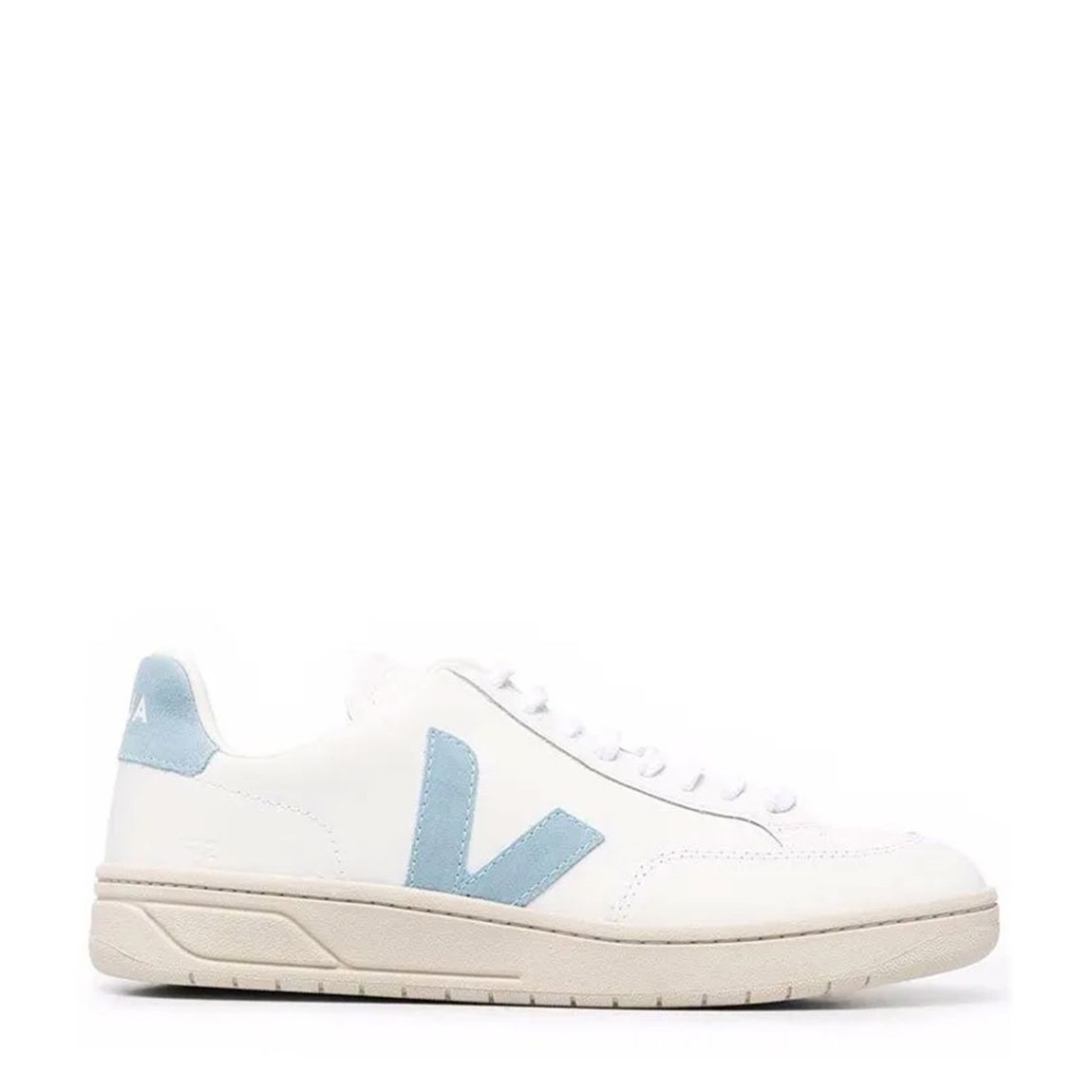 Women's White/Blue Leather V-12 Trainer main product photo