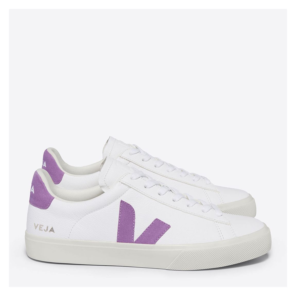 Women's White/Lilac Leather Campo Trainer main product photo