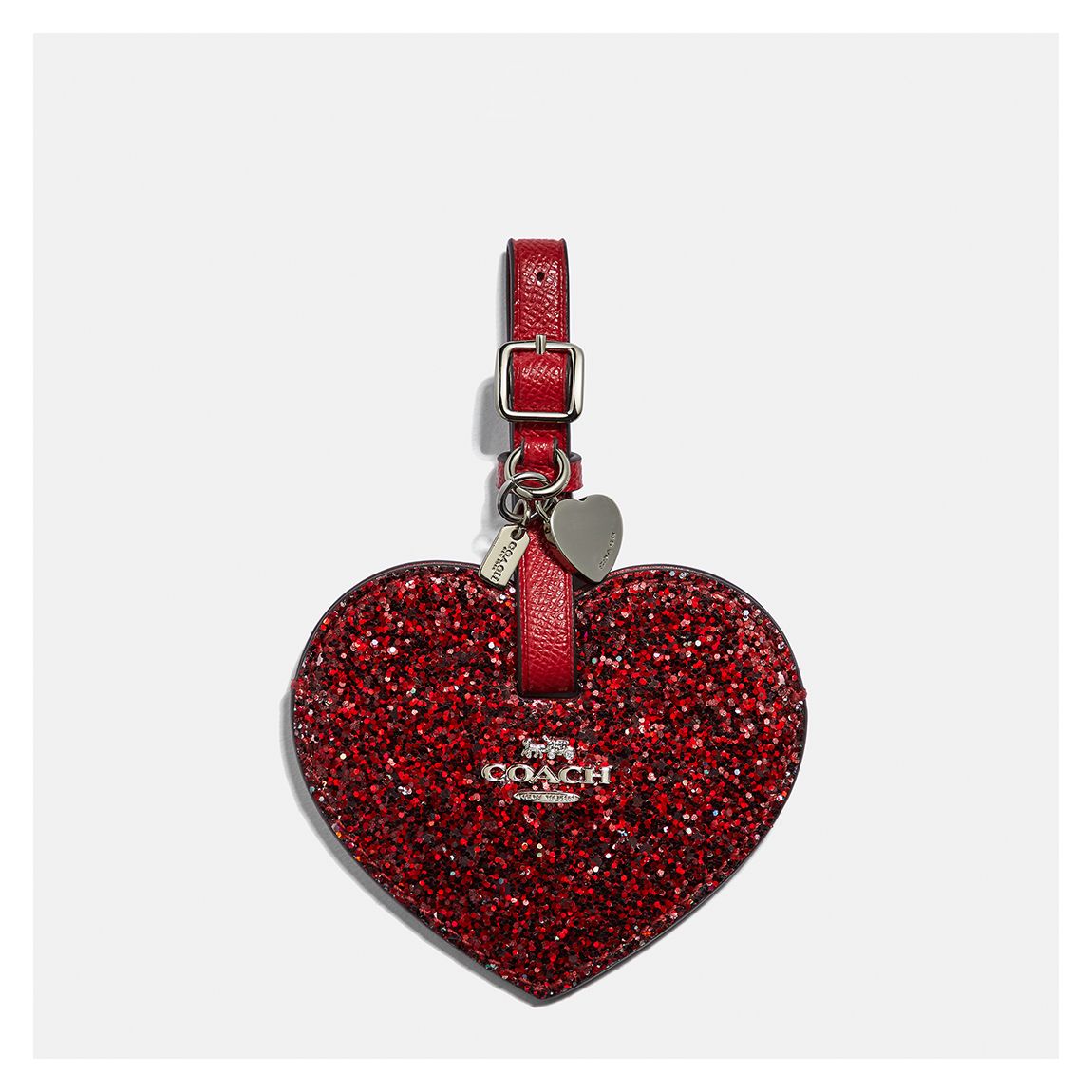 Red Glitter Heart Luggage Tag W Charm main product photo