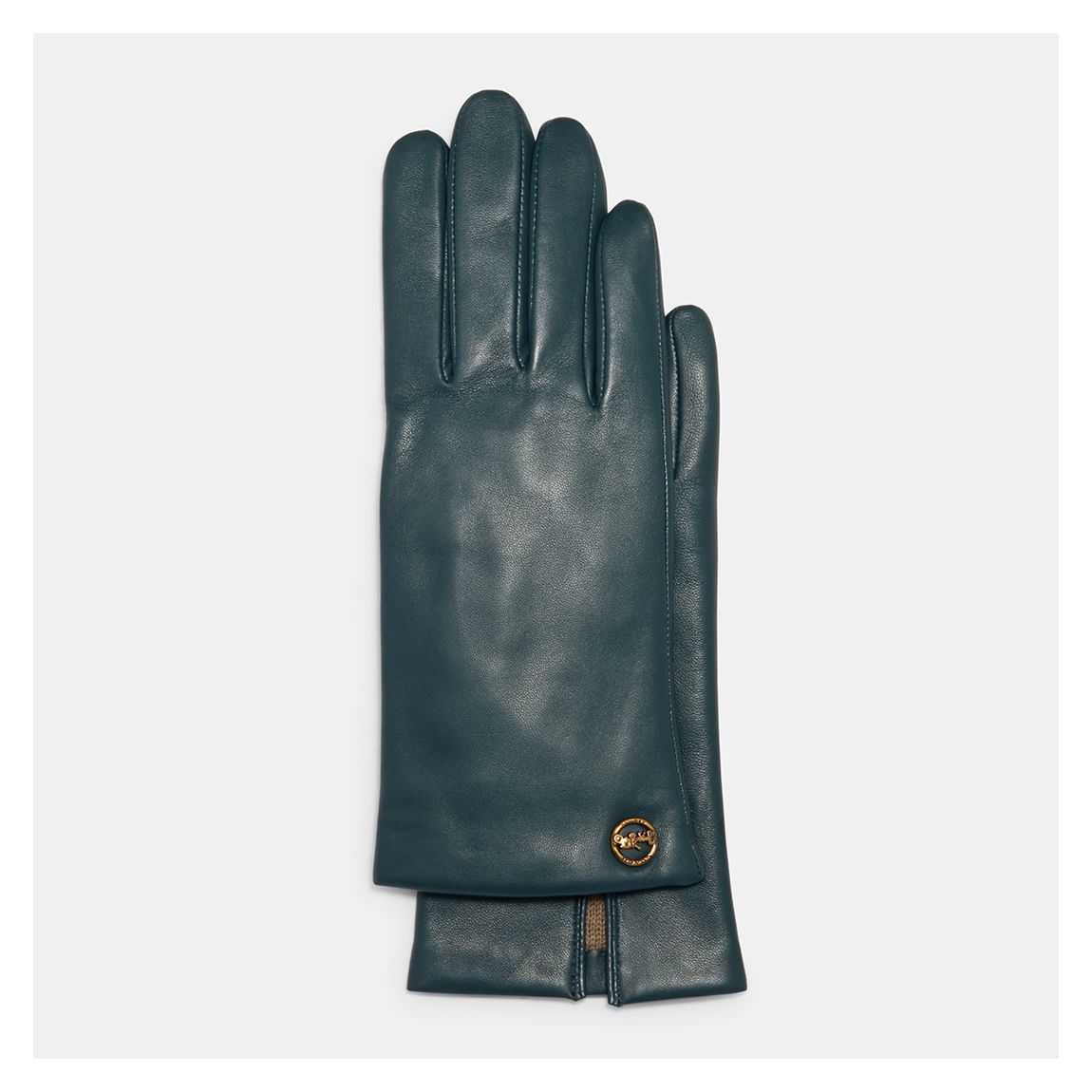 Teal Horse And Carriage Plaque Leather Tech Gloves main product photo