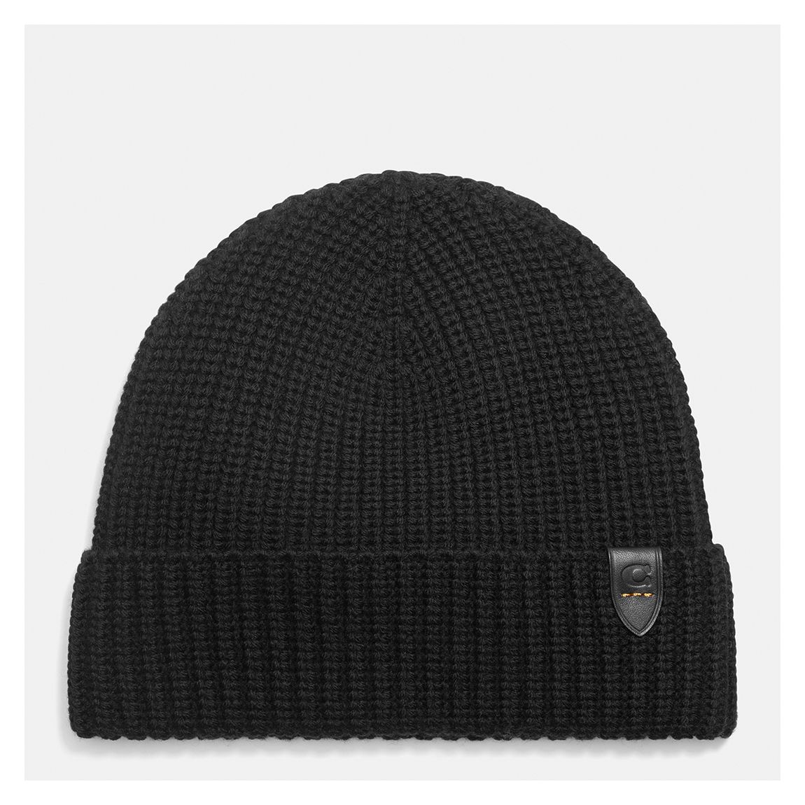 Black Merino Wool Rib Knit Hat main product photo