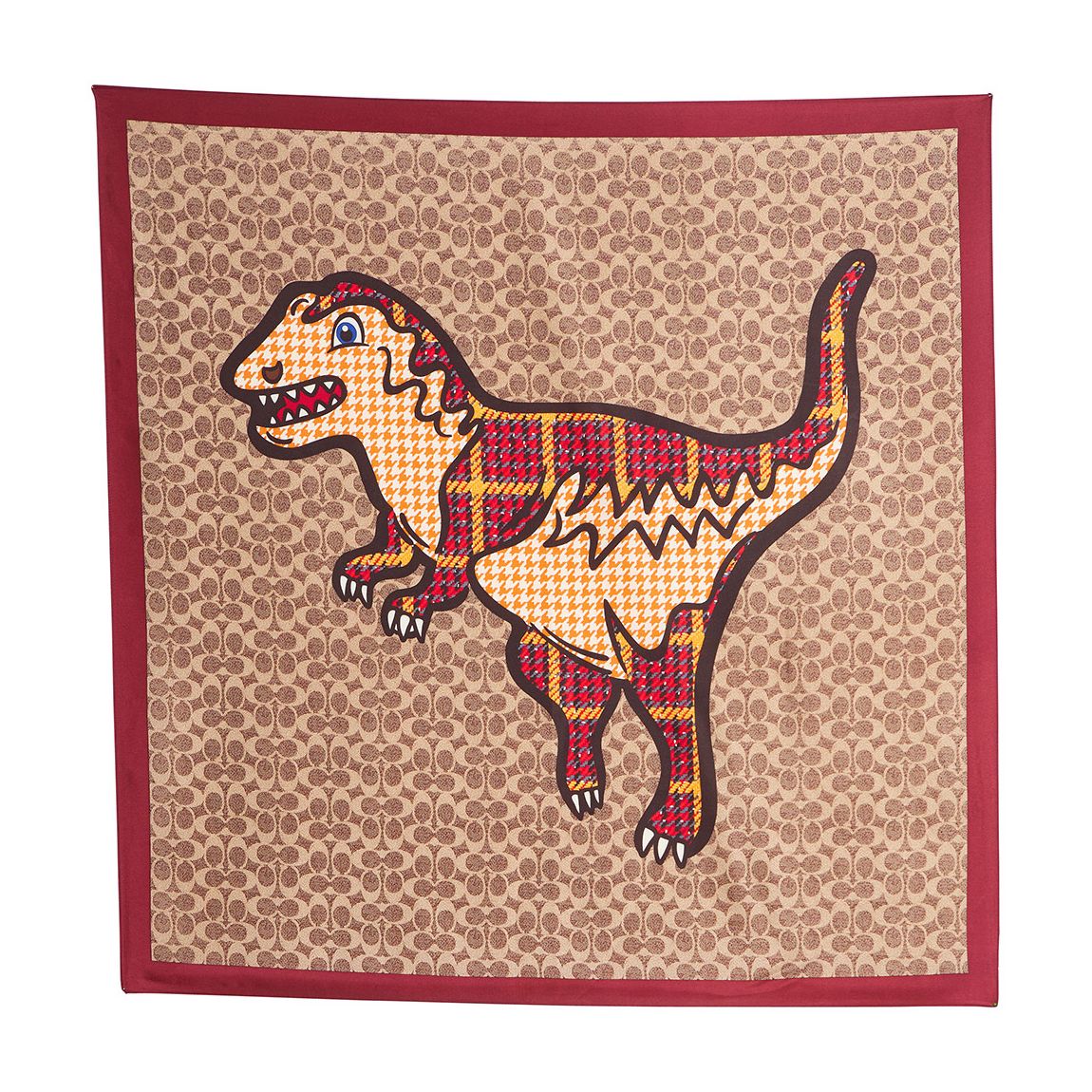 Red Multi Plaid Rexy Printed Silk Square Scarf main product photo