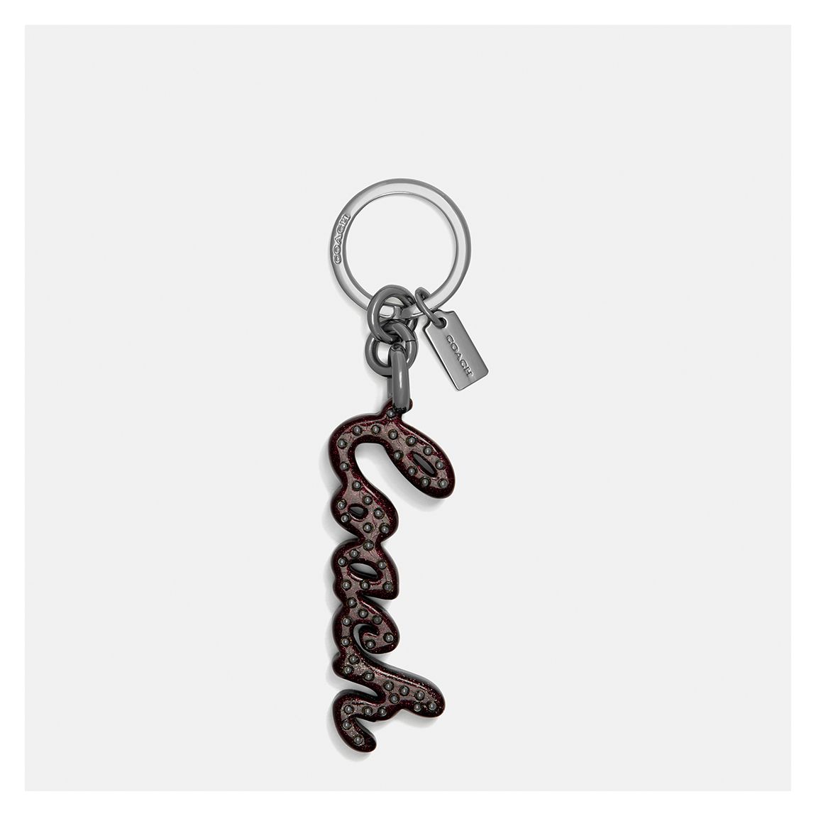 Dark Berry Glitter Resin Coach Script Key Ring main product photo