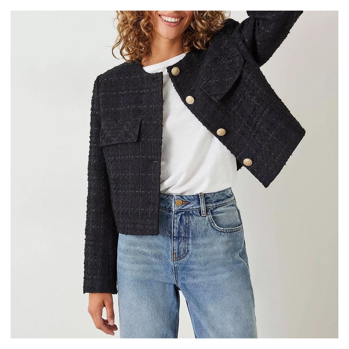 Midnight Boucle Cropped Jacket main product photo