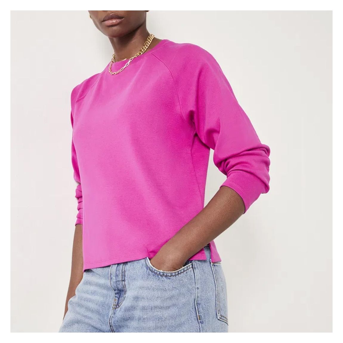 Bright Pink Cotton Raglan Top main product photo