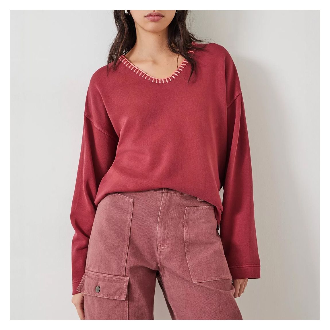 Red Ellison Contrast Stitch Sweatshirt main product photo