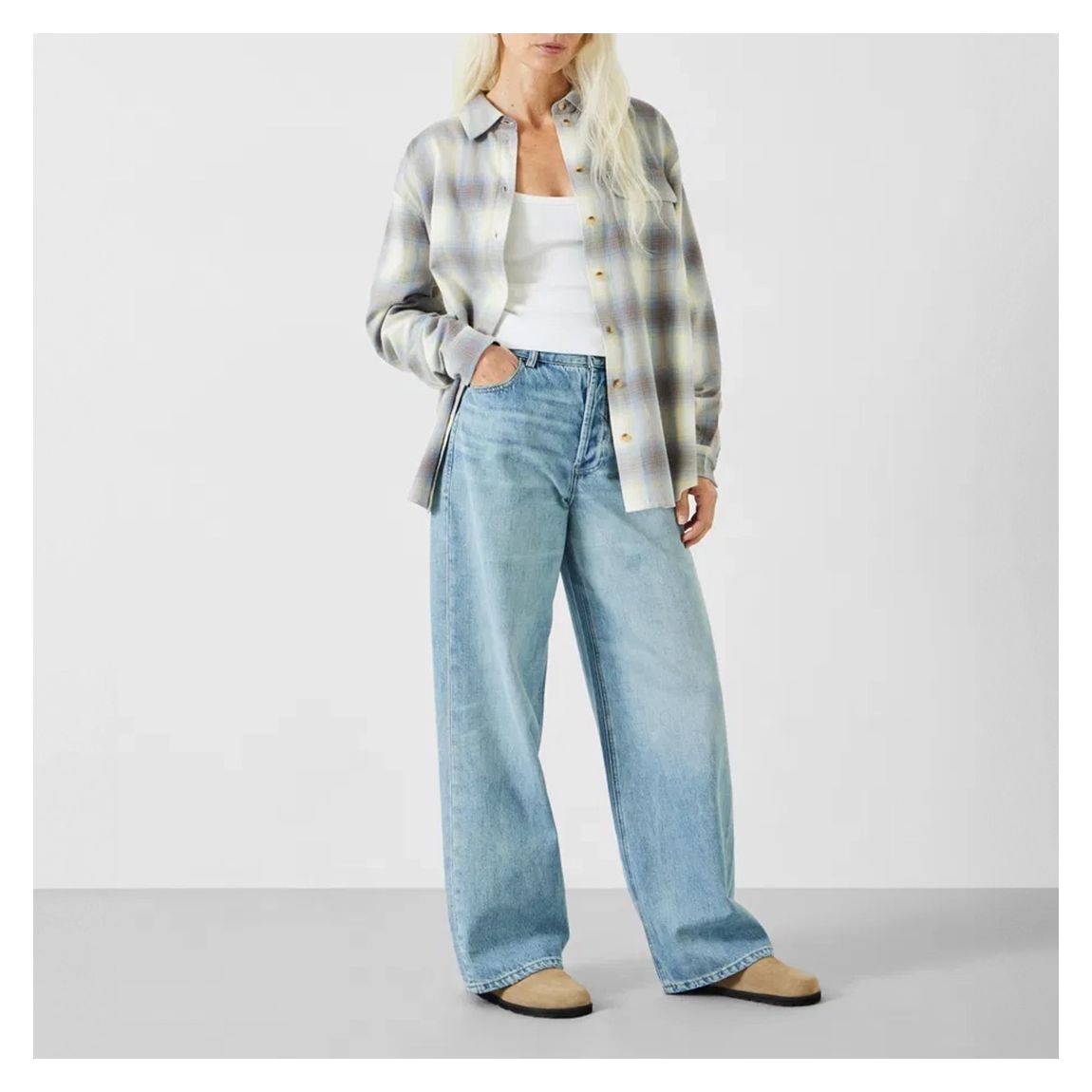 White Check Oversized Shirt main product photo