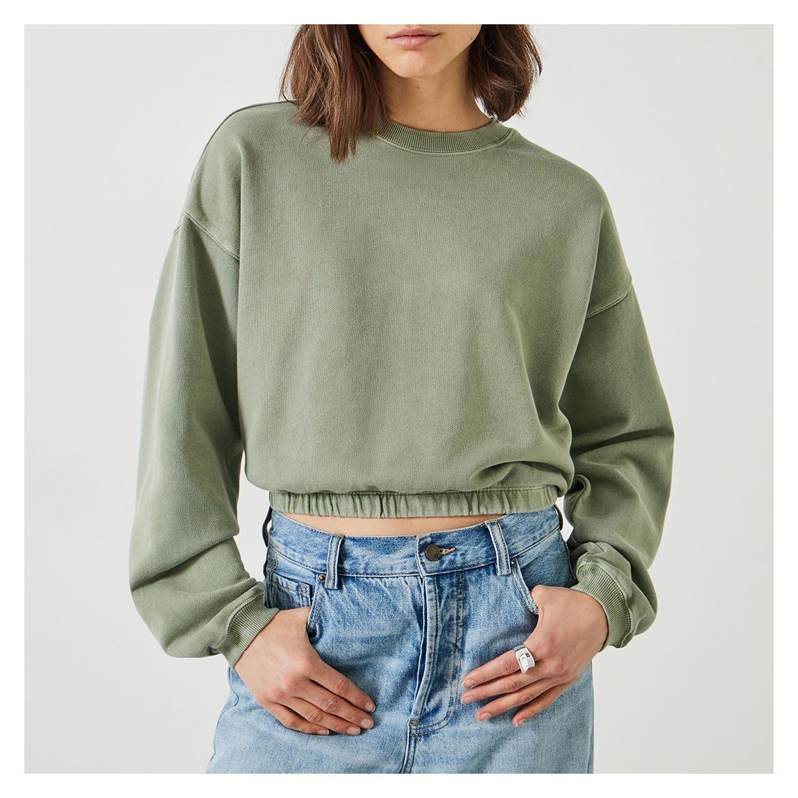Rye Cropped Bubblehem Sweatshirt - Shadow main product photo