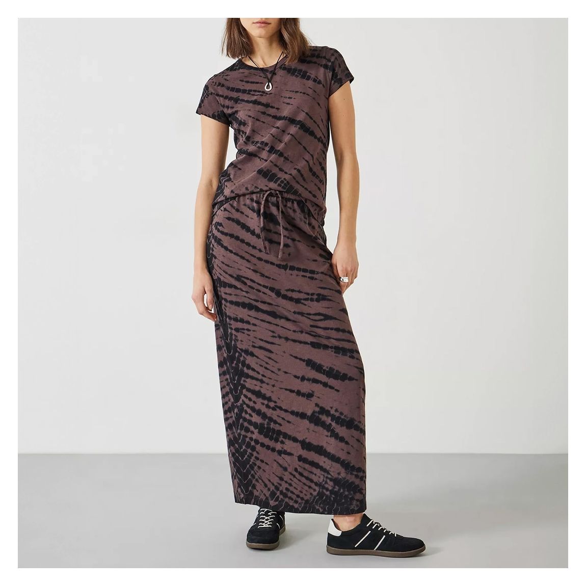 Brown Printed Maxi Skirt main product photo